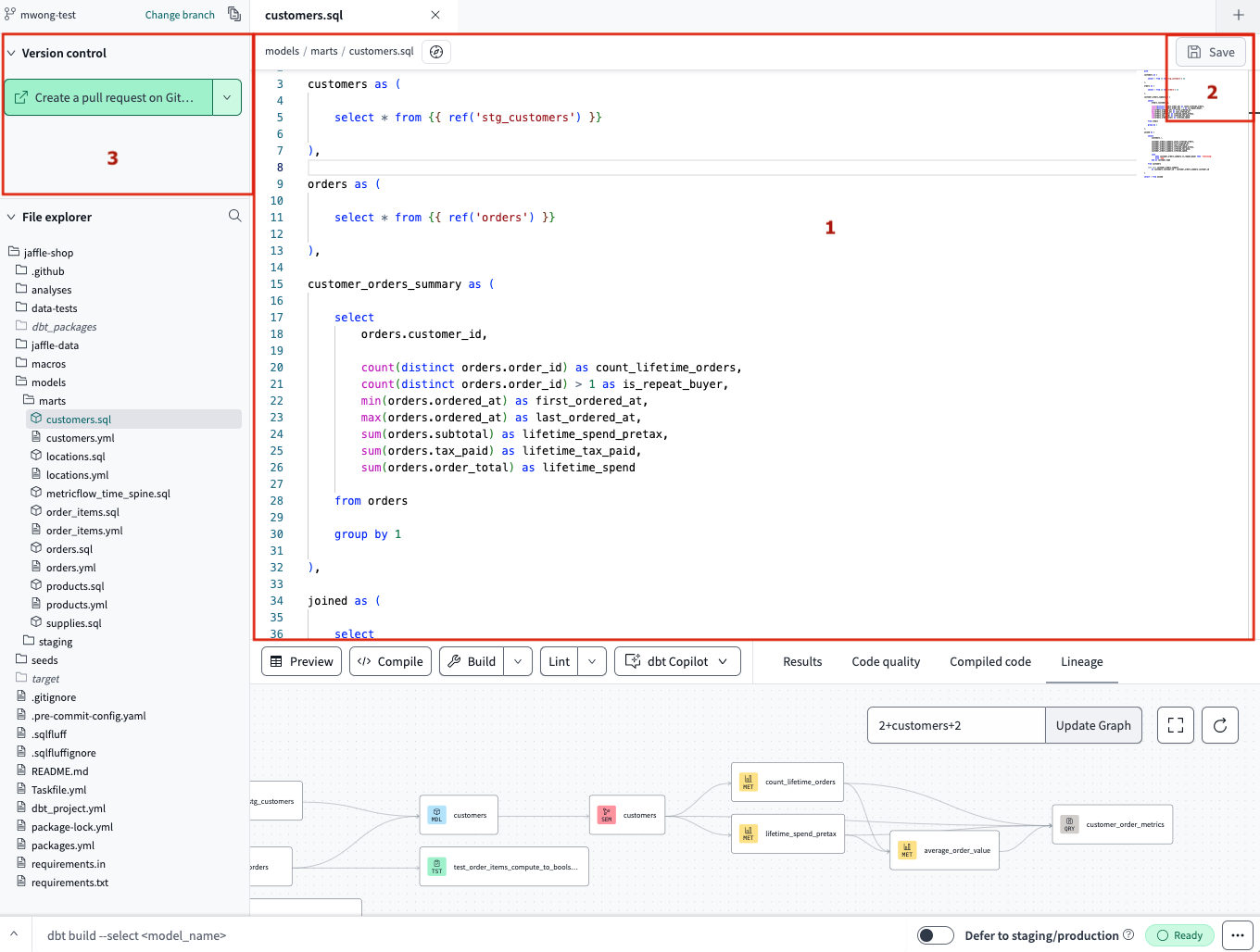 Use the file editor, version control section, and save button during your development workflow Use the file editor, version control section, and save button during your development workflow